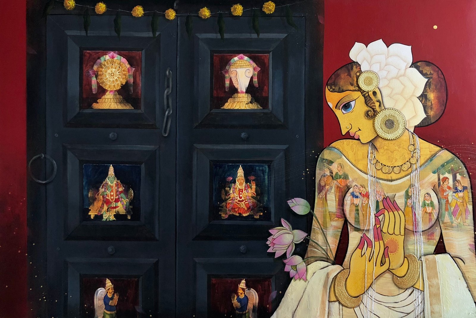 Door with lady